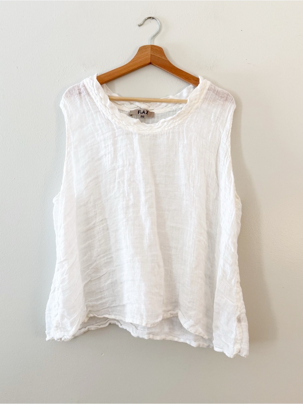 FLAX White Linen Scoop Neck Sleeveless  Tank Top Size 2G XXL.